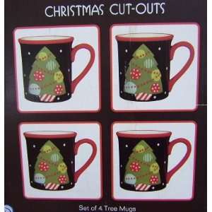   , Christmas Cut outs Coffee Mug Set of 4 Tree Shape