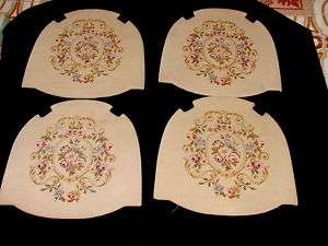 FRENCH FLORAL PETIT POINT SEAT COVERS 4 PIECES 1890  