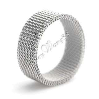 316L Stainless Steel Mesh Link Chain Flexible 6mm Band Silver Ring US 