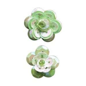  Creative Charms Sequined Flower 6/Pkg Light Green; 3 Items 
