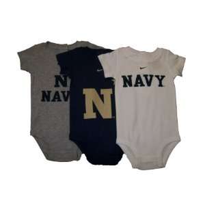   Navy Midshipmen Nike Baby 3 Pack Creepers