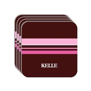 Personal Name Gift   KELLE Set of 4 Mini Mousepad Coasters (pink 