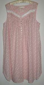Womens Short Pink Floral Summer Cotton Nightgown Eileen West Size S M 