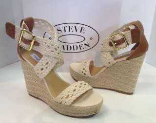 Steve Madden Magestee natural weave fabric espadrille wedge shoes NEW 