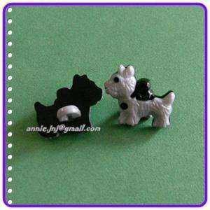 15 Scottie Dog Plastic Sew Buttons 17mm Gray/Black K586  