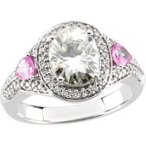  14Kwg 9 X07 Mm 1/4 Cttw Crtd Moissanite Pink Sapphire 