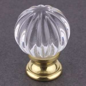  Crystal Clear Glass Knob with Brass Base 1 1/4 L P30104 