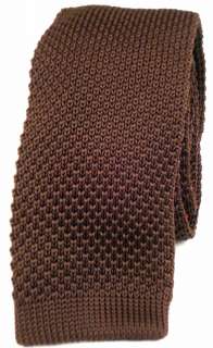 Mens Brown Knitted Tie Solid Brown Knitted Neck Tie  