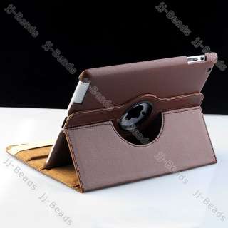 iPad 2 360° Rotating Magnetic Coffee PU Leather Case Smart Cover 