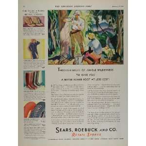  1930 Vintage Ad  Roebuck Rubber Boots Tree Jungle 