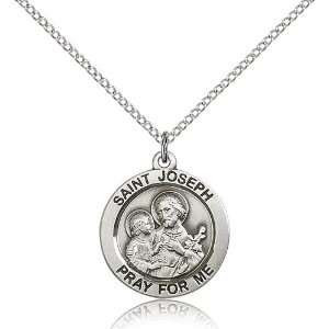  .925 Sterling Silver St. Saint Joseph Medal Pendant 3/4 x 