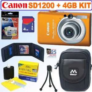 Canon Powershot SD1200 IS 10 MP Digital Camera Orange + 4GB Accessory 