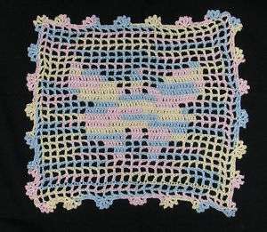 Hand Crocheted Filet Crochet Doily 9x7 Butterfly  