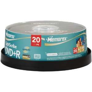  MEMOREX 04708 16X LIGHTSCRIBE DVD+RS (20 PK) Electronics