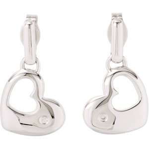    Sterling Silver Pair .015 Cttw Diamond Heart earrings Jewelry