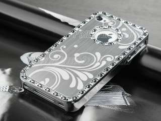   Rhinestone Chrome Hard Case Cover For iPhone 4 4S Screen Protector