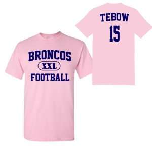 Broncos Football with Tebow Name and Number Pink Adult and Youth T 