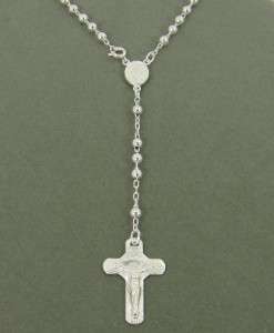 Sterling Silver ROSARY Crucifix Necklace 4mm 16 K13A  