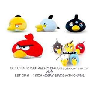   Yellow, White and Black) and Set of 5 Angry Birds (1in) Toys & Games