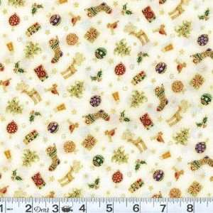  45 Wide Holiday Sparkle Decorations Ivory Fabric By The 