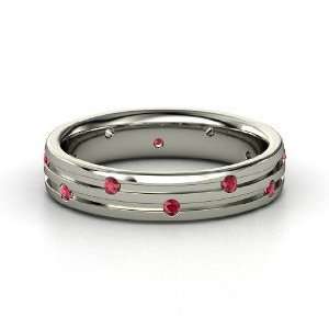  Slalom Band, Sterling Silver Ring with Ruby Jewelry