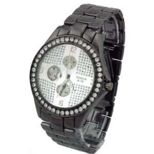  Geneva Elite Iced Out Black Prism Watch Model 2423 B/W 