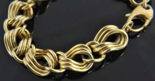   Vtg 14K Yellow Gold Layered Curb Twist Link Chain Bracelet 6.5  