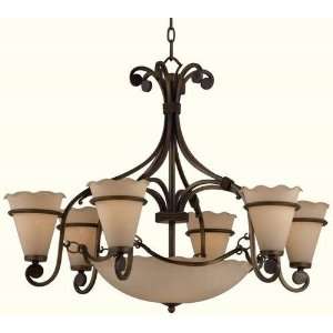     chandelier in harvest bronze with scavo glass