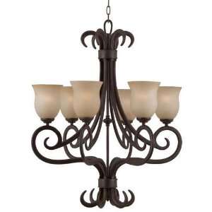     chandelier in midnight bronze with scavo glass