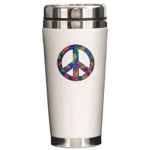  Ceramic Travel Drink Mug Peace Symbols Inside Tye Dye 
