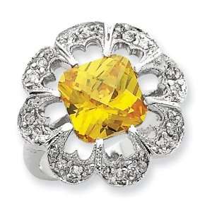  Yellow Cushion CZ Ring in Sterling Silver Jewelry