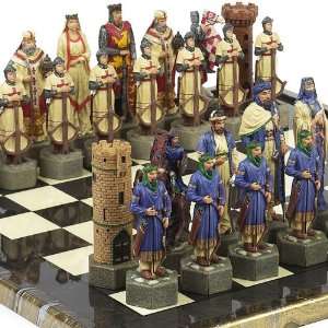 Crusade Chessmen & Mancini Chess Board from Italy Extra 