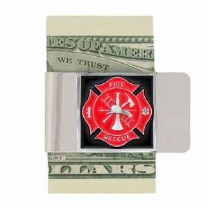   Metal Money Clip with Hand Painted Fire Fighter Logo 