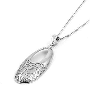  Sterling Silver Filigree Style Pendant Necklace Jewelry