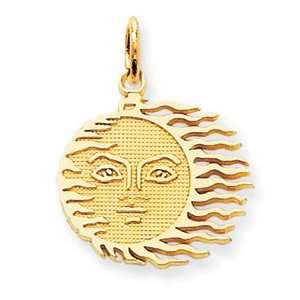  14k Yellow Gold Flaming Sun Charm Jewelry