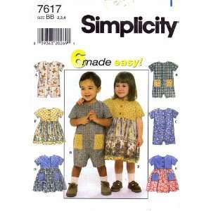  Simplicity 7617 Sewing Pattern Toddler Girls Romper 