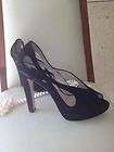 RMK ELEGANT black high heel suede leather Geralda 9 peeptoe CLASSIC 