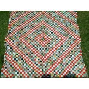 Postage Stamp Quilt Top in Browns & Reds