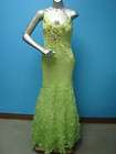 Lenovia Green Flowered Skirt Beaded Formal Dress SZ S