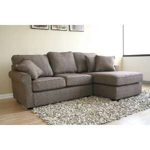 Contemporary Brown Fabric Sectional Sofa