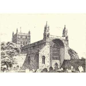   15cm) Print Tewkesbury Abbey Church Gloucestershire