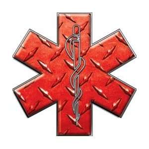 Star of Life EMT EMS Diamond Plate Red 12 Reflective 