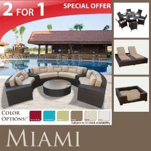  OUTDOOR WICKER FURNITURE PATIO SOFA, 7PC DINING, DOUBLE 