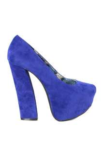 NEW Blue Fahrenheit Anne08 Velvet Platform Colsedtoe Heels Pumps Shoes 