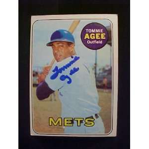  Tommie Agee New York Mets #364 1969 Topps Autographed 