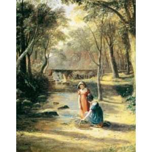 Landscape With Children By A Brook (Canv    Print 