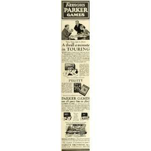  1925 Ad Parker Brothers Card Party Game Touring Pegity 