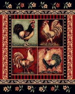   ROOSTER AND FLOWERS WESTERN THEME 4X6 AREA RUG, CARPET GREAT GIFT IDEA