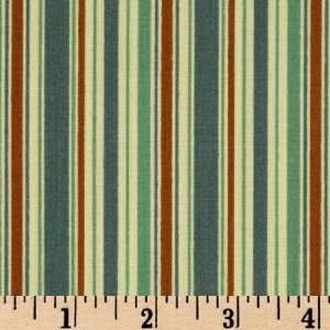   Deck Chair Stripe Teal/Sienna Fabric By The Yard Arts, Crafts