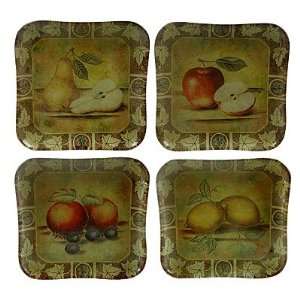  9 Decorative Square Glass Plate Fruit Set Of 4